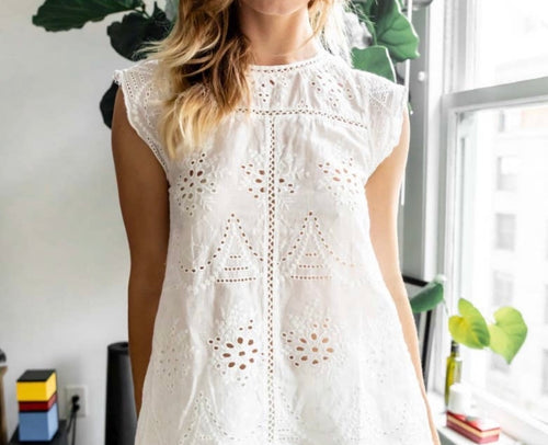 M- White Eyelet blouse