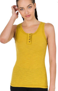 M- Golden Wasabi Ribbed Tank Top