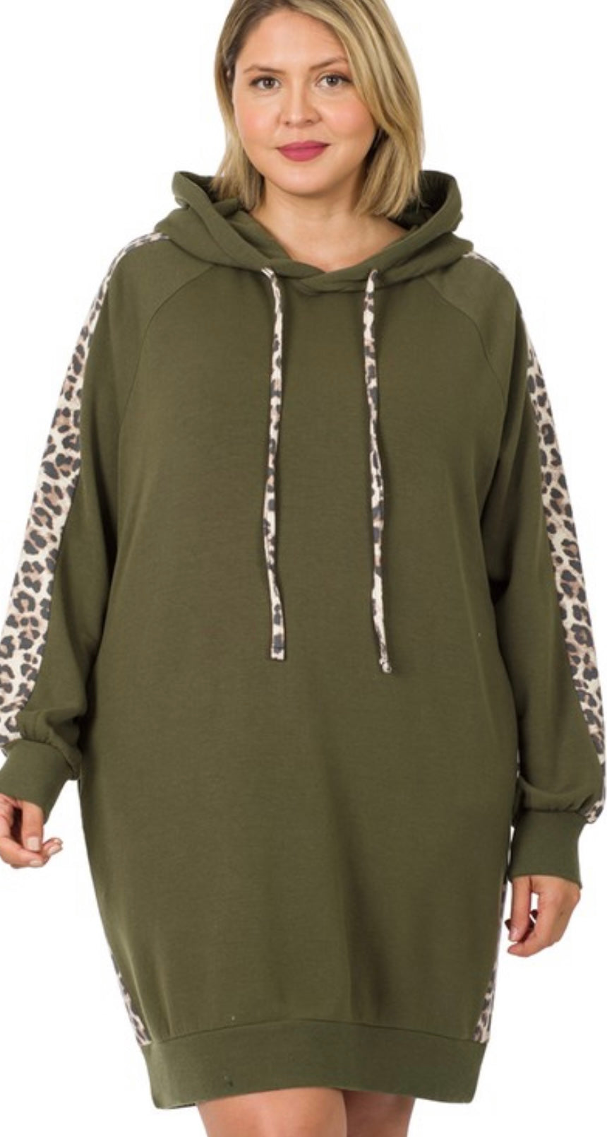 M-Plus size leopard soft hoodie