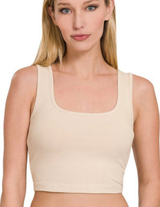 M-Square neck cropped tank top  ( sand )