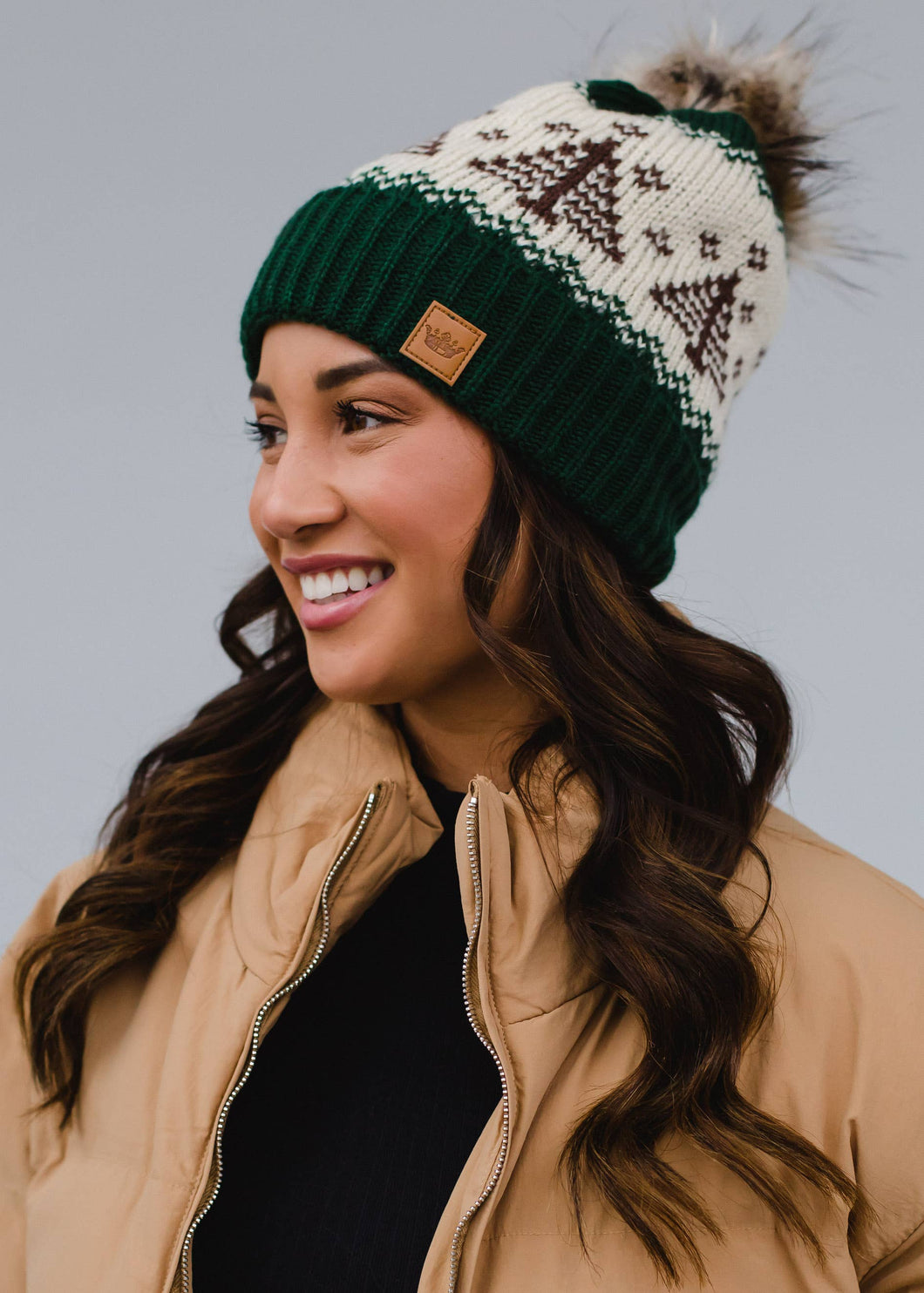 Panache Apparel Co. - Green w/ Brown Trees Pom Hat