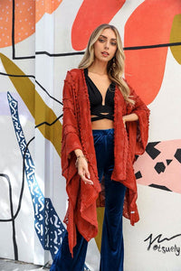 M- Embroidered Zig Zag Soft Kimono