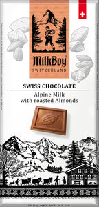 Milkboy Swiss Chocolates - 3.5oz Alpine Milk Chocolate with roasted Almonds
