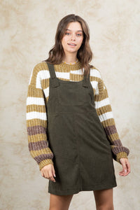 VERY J / LOVE RICHE - LD44156-Casual Corduroy Skirtall Mini Dress
