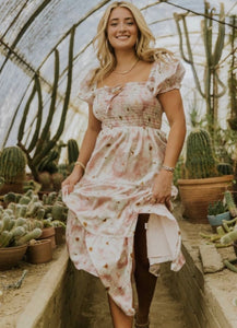 M- Hope Garden smocked Maxi Dress