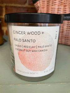 M- Farm House North Ginger wood + Palo Santo  wood wick Candle