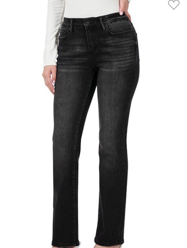 M- Washed black mid-rise jeans