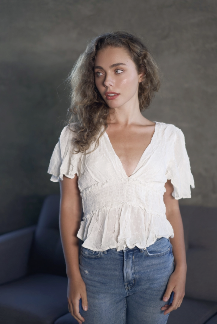KTNN Studio Inc. - White Parker Ruffled Blouse