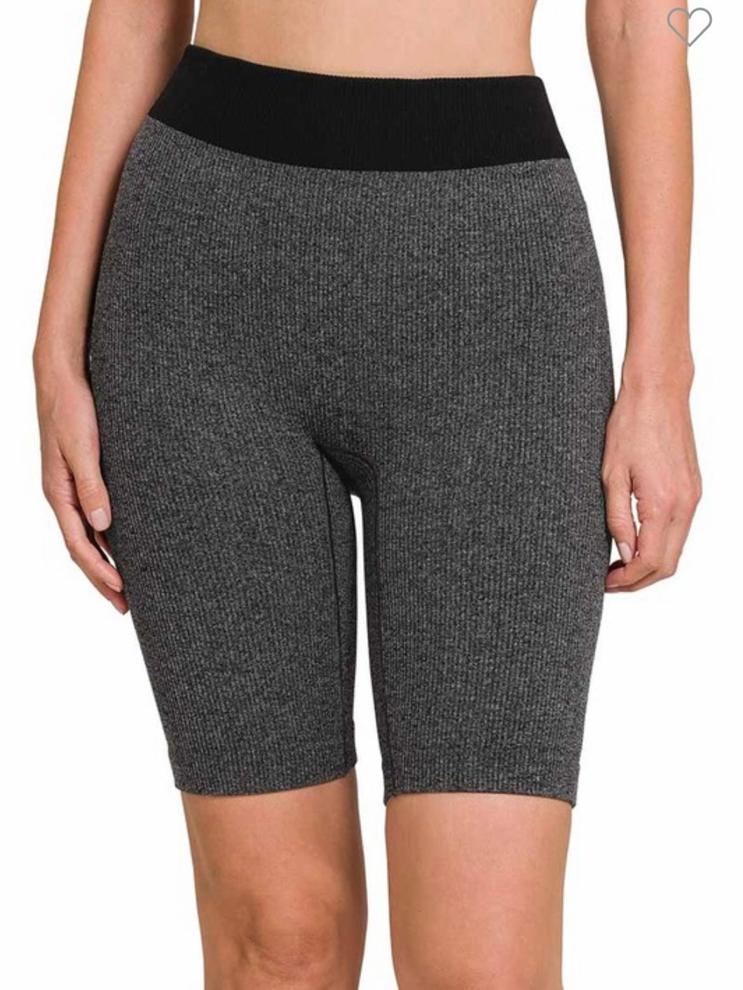 M- Ribbed seamless biker shorts ( charcoal/black)