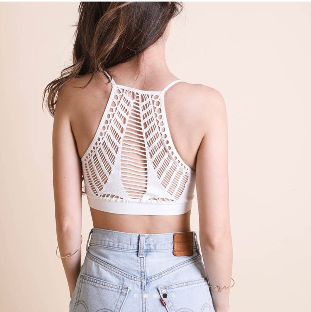 M- Racerback patch Seamless Bralette- White